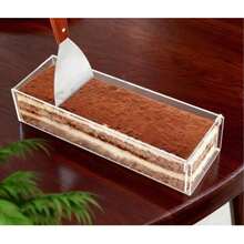 1 khuôn Tiramisu acrylic trong suốt có nắp, khuôn cheesecake hình chữ nhật tháo rời được, hộp bánh mousse vuông, khay đế bánh dài - trắng - Xem 4
