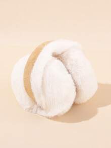 1pc Unisex Teen Plush Earmuffs, Suede Trim Adjustable Foldable Ear Warmers, Retro Neutral Color Fashion Ear Accessories, Suitable For Daily Outdoor Wear - Earmuffs - View 3