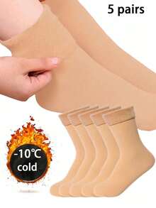 6/3 Pairs Women's Mid-Calf Socks, High Elasticity Warm Socks, Solid Color Thick Socks Suitable For Men And Women Daily Wear - Multicolor - View 9