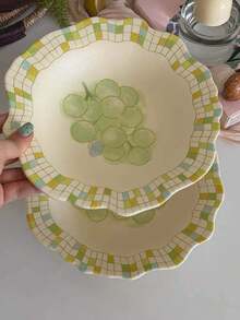 1pc Cute Fruit Pet Ceramic 9-Inch Plate, Exquisite Ceramic Vegetable Salad Mixed Rice Plate, Beautiful Dessert Cake Display Plate, Party Gathering Guest Reception Plate, Suitable For Home, Restaurant, Cafe, Dessert Shop, Gift, Gathering, Party - Multicolor - View 3