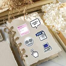 50pcs Vintage Computer Icon Symbols Stickers, Creative Decor For Mirror, Storage Box, Tablet School Supplies - Multicolor - View 15