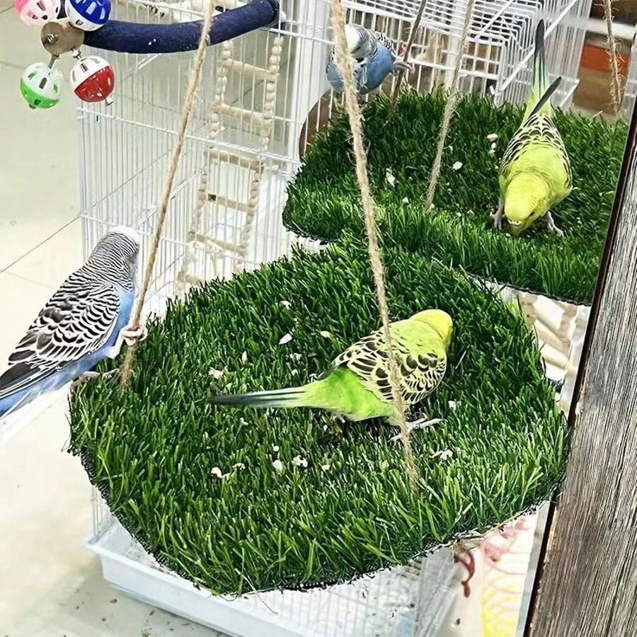 1 Set Mainan Panjat Hammock Rumput Buatan untuk Burung Beo Besar, Sedang, dan Kecil, Tupai, Hamster, dan Hewan Peliharaan Kecil Lainnya, Hadiah Liburan