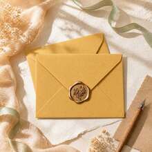 16pcs/Set, Linen Yellow Set - Eucalyptus Pattern Wax Seal Sticker Set, Office Supplies, Bridesmaid Proposal Gift, Wedding Invitation Cards - Gift Envelopes, Christmas Envelopes, Love Letters, Wedding Invitations, Room Decor, Perfect Gift For Birthday And Anniversary - K-Yellow - View 7
