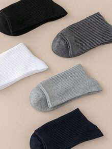 1/5/10/15/20 Pairs Men's Socks, All-Season Multi-Color Solid Soft Sweat-Absorbent Sports, Minimalist Business Casual Daily Mid-Calf Socks - Multicolor - View 2