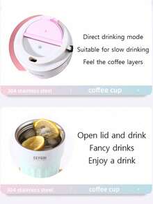 1pc/Set Portable Fashion Stainless Steel 304 Coffee Mug Color-Changing Design Travel Cup Gift - Multicolor - View 7