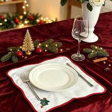 1/2/4pcs Holiday Party Decoration Napkins, Christmas Home Dinner Table Decor, Creative Atmosphere Photo Props - White - View 8