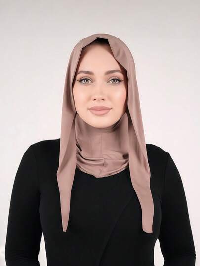 1pc Women's Solid Color Balaclava Hat With Back Tie, Base Layer Headscarf, Neck Warmer, Elastic Cap, 3 Different Wearing Methods, Multifunctional Headscarf, Hijab Caps, Elastic Caps, Turban, Breathable, Comfortable, Elastic, Wide Brim, Sweat-Absorbent, Non-Slip, Multifunctional Sports Headscarf, Cap, Head Cover, Inner Lining Scarf, Suitable For Daily Life, Sports, Yoga, Fitness And Fashion Outfits
