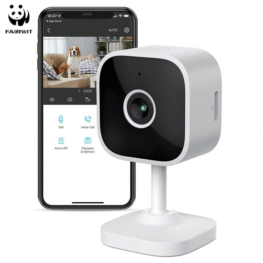 PANDA Security Camera, 2.4G WiFi Home Security Smartphone Remote Control, With Night Vision, Two-Way Video Monitoring Camera, Baby Cry Detection Monitor, Motion Detection/Tracking, Lullaby Game, Pet Small Camera - White - View 1