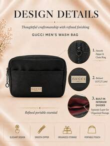 Gucci Men's Toiletry Bag, 26*15cm, Single Piece, Waterproof And Durable Large Capacity, Suitable For Travel And Daily Use, Stores Men's Toiletries - Black - View 6