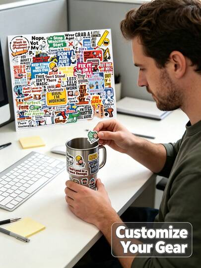 Funny Workplace Tool Meme Sticker Set, 56 Pieces, Humorous Worker Slogan Stickers, Suitable For Children 3+ And Adults. Can Decorate Laptop, Water Bottle, Toolbox, Folder, Create Personalized Workspace. Suitable For Thanksgiving, Christmas And Other Holidays, Can Be Used As Funny Small Gifts For Colleagues, Office Desk DIY Decoration, Rich Cartoon Patterns, Casual Handmade Play Stickers.