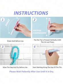 Waterproof Tile Grout Repair Pen - Multi-Purpose Tile Repair Pen, Suitable For Walls And Floors, Stain-Resistant, With Precise Tip, Can Be Used For Tile Grout Coloring (Bathroom, Kitchen, Indoor/Outdoor Use) Sticker - Multicolor - View 3
