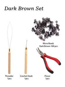 nunify Hair Extention Tool Kits,100Pcs Silicone Lined Micro Links Beads 1pc Remove Pliers 1pc Crochet Needle 1pc Loop Needle Threader Pulling Hook Micro Silicone Rings Bead Device Hair Extension Tools Accessory - 1 Set - View 16