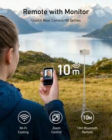 TELESIN 1.7M Screen Monitor Remote Control Wireless Bluetooth Selfie Stick Tripod For IOS Android Magnetic Selfie ZOOM Control Mini Monitor Screen Wireless Remote Control For Smart Phone - View 3