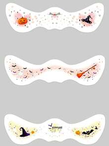 3pcs Halloween Face Decoration Freckles Blush Pumpkin Bat Ghost Witch Pattern Creative Face Paint Halloween Makeup Tattoo Stickers - Multicolor - View 9