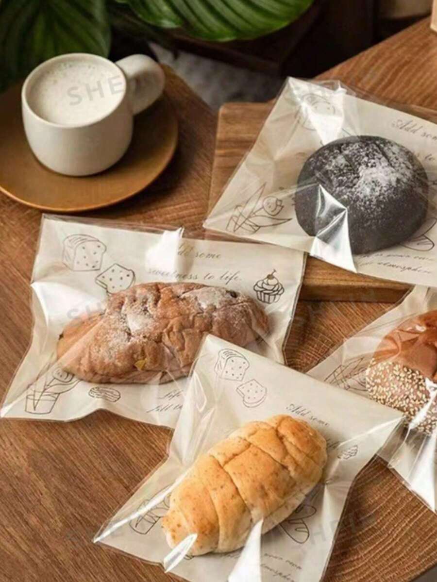 Bread Packaging Bags Transparent Self-Adhesive Seal Bags Suitable For Sliced Toast, Donuts, Bagels, Buns, Baking Self-Sealing Bags 50pcs/100pcs - Clear 100pcs - View 1