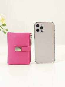 Women's Short Wallet PU Soft Animal Print Fashion Patchwork Exquisite Clasp Large Capacity Multi-Card Slot Multi-Function Card Holder Document Organizer, Young Zipper Coin Purse Compact Lightweight Easy To Carry Suitable For Holiday Gift - Hot Pink - View 8