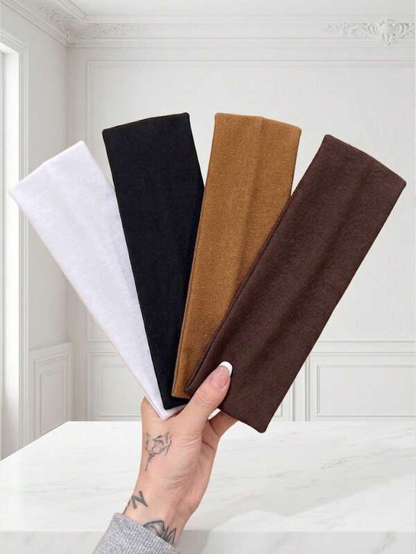 8 buah Bando Lebar Elastis Lembut Musim Gugur Musim Dingin untuk Wanita, Minimalis, Polos, Elastis, Cocok untuk Yoga, Olahraga, Keringat, Sehari-hari, Kasual, Gaya Boho Y2K