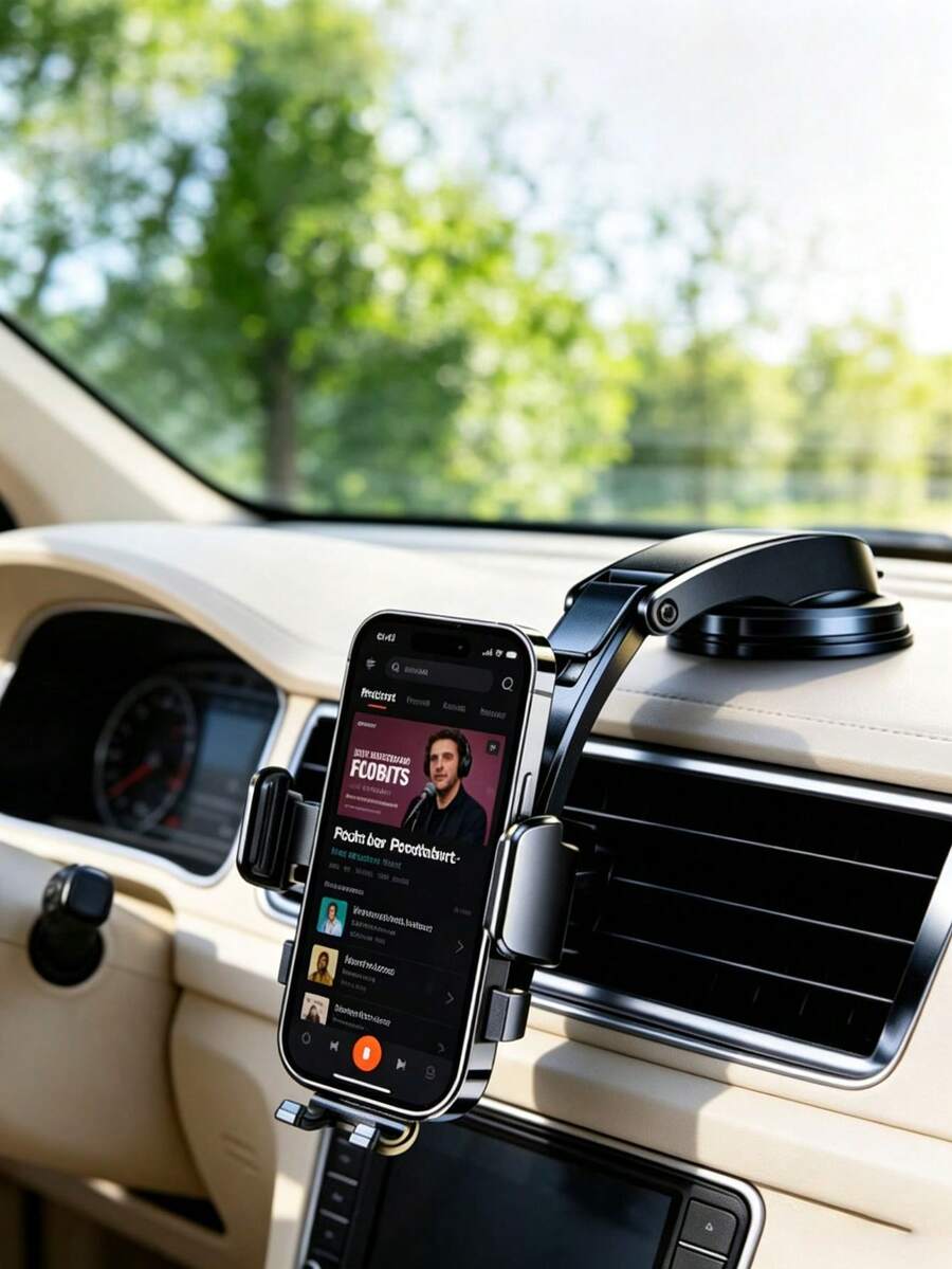 1pc 360° Car Waterfall Phone Holder, Strong Suction Cup Firmly Adheres Without Falling, Adjustable Angle For Free View Switching, Smooth Ride On Rough Terrain, Essential Stable Accessory For Self-Driving Trips