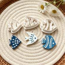 3Pcs Sea Animal Fish Texture Clay Cutters, Ornate Ocean Fish Pattern Clay Cutting Molds, DIY Handmade Earring Pendant Jewelry Craft Supplies - 3-pack - View 2