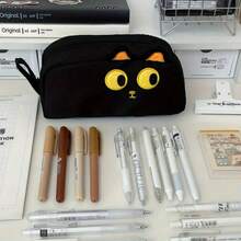 Cute 3D Black Cat Pencil Case - Large Capacity Polyester Student Supplies, Cute Cat Lover Gift, Suitable For Students And Office (Paw Design) - Multicolor - View 4