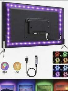 USB Powered RGB LED Light Strip, TV Backlight Strip, Color Changing Ambient Light, Suitable For TV, Computer Monitor, Home Theater Decoration, And Decorative Ambient Light Strip For Room, Living Room And Cabinet - Multicolor - View 1