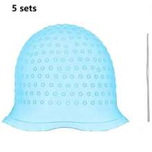 Reusable Silicone Hair Dye Cap, Multi-Color Hair Dye Cap With Metal Hook, Home Salon Hair Coloring Tool Silicone Dye Cap (Blue, White, Pink) - Multicolor - View 16