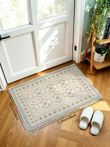 1pc Light Color Bohemian Living Room Rug, Suitable For Kitchen, Dining Room, Bedroom, Room Holiday Decor, Indoor/Outdoor, Office, Lobby, Anti-Slip Doormat, Bathroom Rug, Hallway, Study, Gaming Area - Beige - View 17