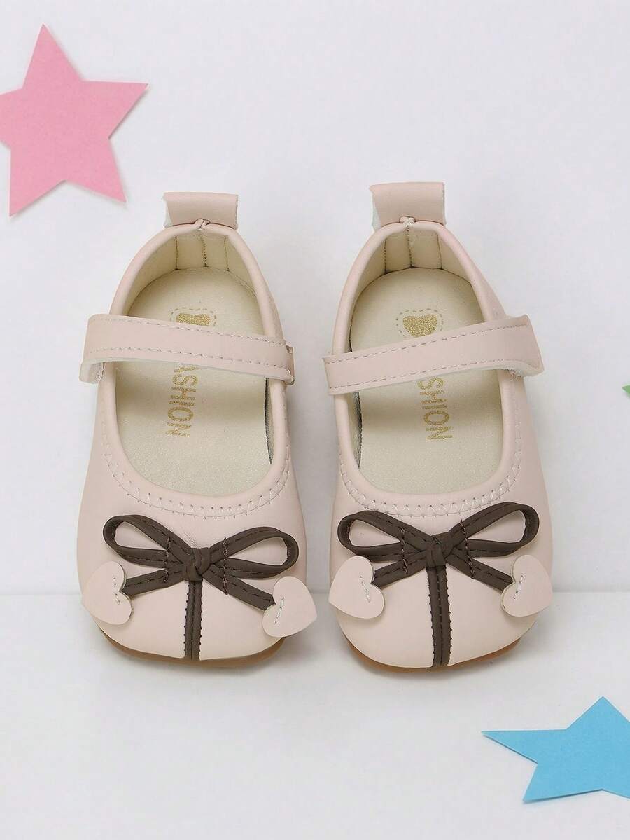 Girls' Light Pink Bow & Heart Decor Sweet Playful Style Shoes, Suitable For Summer Party, Shopping And Daily Outfits - Baby Pink - View 1