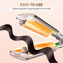 UKLISS 2-In-1 Curling Iron & Hair Straightener, Copper Comb Conducts Heat Evenly Without Damaging Hair, Quick Styling For Various Hair Types - Black - View 7