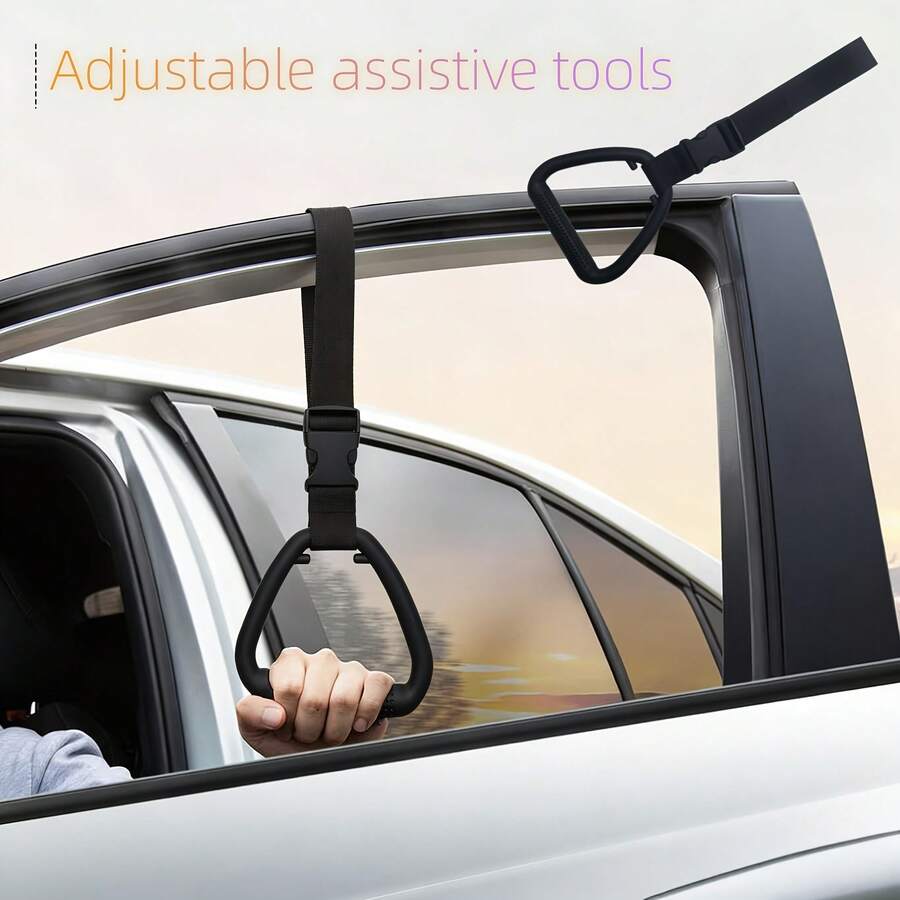 1/2/4pcs Adjustable Car Door Handle Support Strap, Support Auxiliary Strap, Non-Slip Grip, Auxiliary Pull Ring, Adjustable Pull Ring, Car Door Entry Support, Easy To Install, Elderly Assistance Tool
