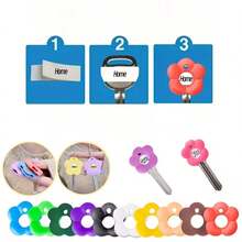 15pcs-Random Color/Colorful Flower Key Cap Set With Labels - Durable Color-Coded Key Covers, Suitable For Home/Office Key Sets, Easy-To-Install Keychain Organizer - Multicolor - View 5