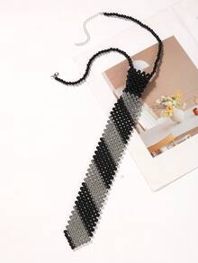 1件女款韓式復古手工編織珍珠鏤空設計假領領結飾品 - 彩色 - 查看 5