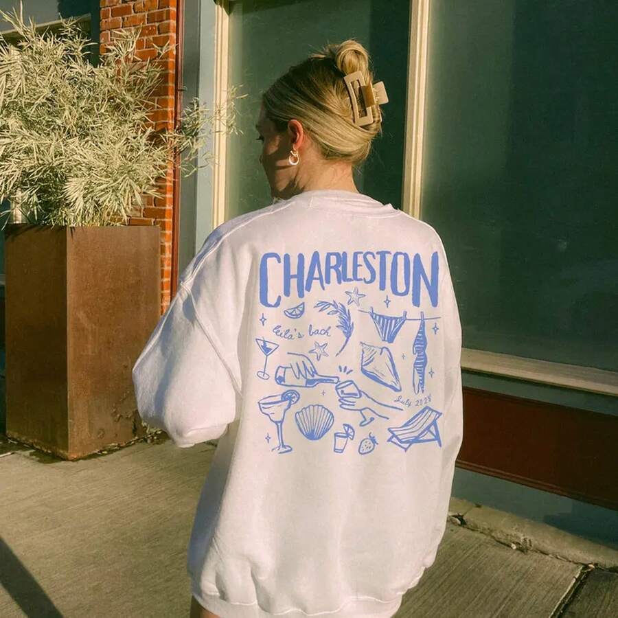 Bachelorette Party Sweaters, Any Location, Sweatshirts For A Bachelorette Party On The Coast, Matching Party Favors, Bachelorette Party In Charleston - White - View 1