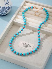 OABE 4pcs/Set Bohemian Style Dopamine Candy Color Beaded Layered Necklace Set, Suitable For Women's Daily Wear, Holiday Gift - Multicolor - View 3