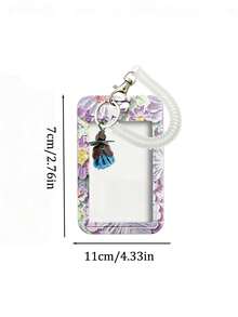 Retractable Anti-Loss Spring Rope Oil Painting Style ID Card Holder, Aesthetic Floral Design, Artistic Style Card Holder, Detachable, Exquisite Fashion Accessory, Badge/Card Display Protection Cover, Student ID Card Holder, Bus/Metro Card Holder, Non-Inductive, Bank Card Holder, Idol Merchandise Small Card Storage Sleeve, Portable ID Card Holder Decorative Keychain, Suitable For Office Workers, Nurses, Doctors, Teachers, Students, Etc., Gift For Family, Teachers, Close Friends, And Colleagues For Halloween, Back To School, Birthday, Valentine's Day. - Multicolor - View 11