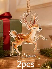 Custom Name Christmas Ornament, Personalized Santa Reindeer Tree Hanging Decor, Festive Holiday Style, Customized Christmas Tree Decoration, Customizable Name Pendant, Christmas Home Decor, Holiday Keepsake Gift, Bag Charm, Gifts For Family, Friends - Style a - View 16
