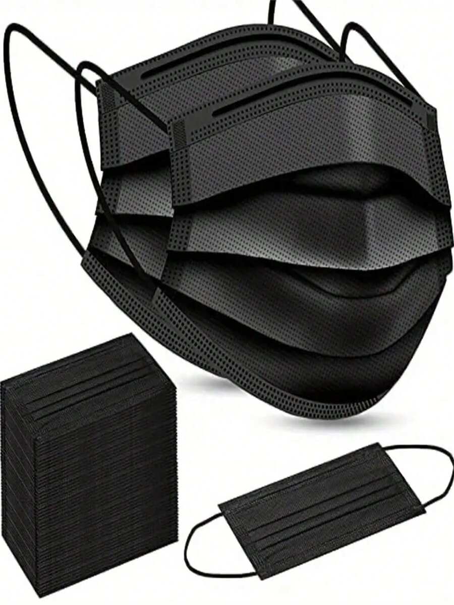 200/100/50/10/1pc Disposable Face Masks, 3 Colors Available, Skin-Friendly Soft, 3-Layer Protection, Elastic Ear Loops - Suitable For Home Cleaning, Cooking, School, Office, Outdoor And Camping, Halloween/Christmas/Valentine's Day Gift Set - Multicolor - View 1