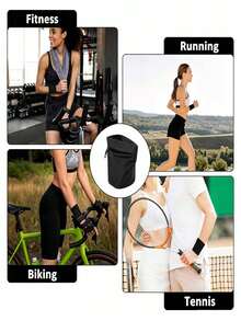 Zippered Wrist Armband With Storage Pouch, Dual-Use Sports Wristband Wallet, Elastic Sweat-Absorbing Band For Running, Fitness, Cycling, Workout, Card And Key Storage - Multicolor - View 4