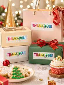 1pc Rainbow Thank You Stickers Roll, Colorful Appreciation Labels, Cute Boutique Packaging Seals, Small Business Gift Wrapping, Party Favor Decoration Supplies - Multicolor - View 5