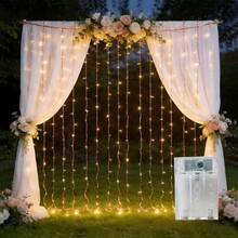 3/6m Battery Powered LED Curtain Lights, 8 Modes Photo Backdrop Lights For Bedroom, Party, Wall, Wedding, Christmas Decoration, Dreamy Curtain Lights - Battery-operated Curtain Lights - View 3