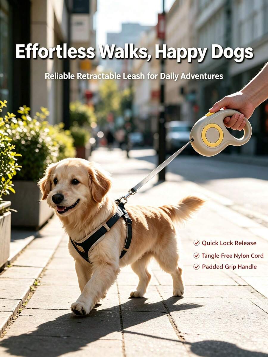 Durable Retractable Dog Leash, Quick Lock & Release Anti-Tangle Design, Comfortable Handle, Suitable For Daily Outdoor Dog Walking - Multicolor - View 1
