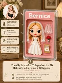 Custom Portrait Doll, Personalized Digital Portrait Art, Custom Photo To Cartoon Acrylic Plaque, Wedding Keepsake, Personalized Acrylic Keepsake, Anniversary Gift, Perfect Keepsake For Special Someone, Personalized Photo Stand, Office Decor, Elegant Living, Photo Gift - Multicolor - View 4