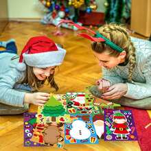 10/20pcs Christmas DIY Stickers - Design Your Own Snowman, Christmas Tree And Santa Claus Scenes, Interactive Puzzle Toy To Promote Brain Development, Children's Party Gifts, Gift Wrapping, Classroom Activities, Christmas And Holiday Gifts - Mixed Color - View 2
