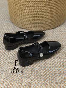 Women's Colorblock Handmade Low Heel Mary Jane Pumps, Super Soft Leather Shoes With Chunky Heel, Comfortable For Commuting, All Season - Black - View 4