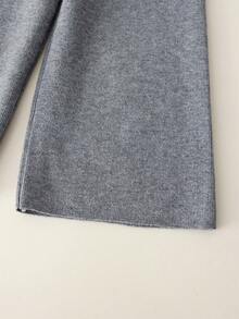2pcs/Set 1pc Girls Cute Colorful Floral Round Neck Long Sleeve Knit Pullover Sweater And 1pc Girls Minimalist Solid Color Straight Leg Knit Pants, Suitable For Daily Casual, Vacation, Spring, Autumn, Winter - Grey - View 10