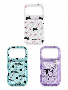 3件套 Coquette Y2K 美学蝴蝶结、爱心、黑猫、樱花、玫瑰、英文标语印花手机壳，透明/半透明紫色/绿色波浪纹手机壳，可爱、轻薄、握感舒适，兼容 11/17/17 Pro/17 Pro Max，快速发货，适合母亲节、情人节、闺蜜节、复活节、生日、春季、返校季礼物、日常使用。 - 彩色 - 查看 40