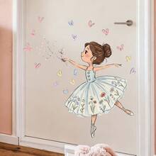 1pc 2D Pink Ballet Dancer Tulle Dress On Pointe Bedroom Self-Adhesive Removable Wall Sticker - Multicolor - View 5