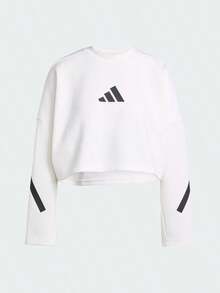 Adidas Sweatshirt Pullover Leher Bulat Pendek Serbaguna untuk Wanita Musim Semi/Gugur JW1759 - Putih - View 1