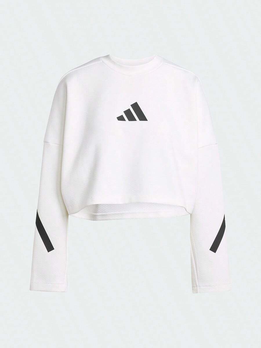 Adidas Sweatshirt Pullover Leher Bulat Pendek Serbaguna untuk Wanita Musim Semi/Gugur JW1759 - Putih - View 1