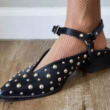 1pc/2pcs Black PU Leather Punk Ankle Strap Women Shoe Harness Pair Adjustable Buckle For Daily Halloween Matching High Heel And Boots - Black - View 5